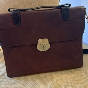Vintage Fossil Estate Portfolio Brief 100% Leather Briefcase Satchel